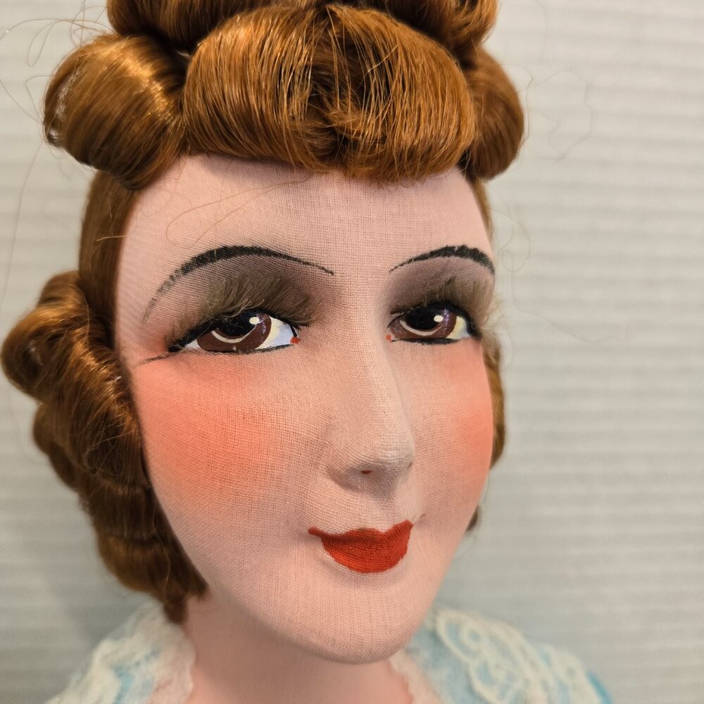 ANTIQUE FRENCH BOUDOIR POUPEE DOLL vintage "Gone with the wind" era style